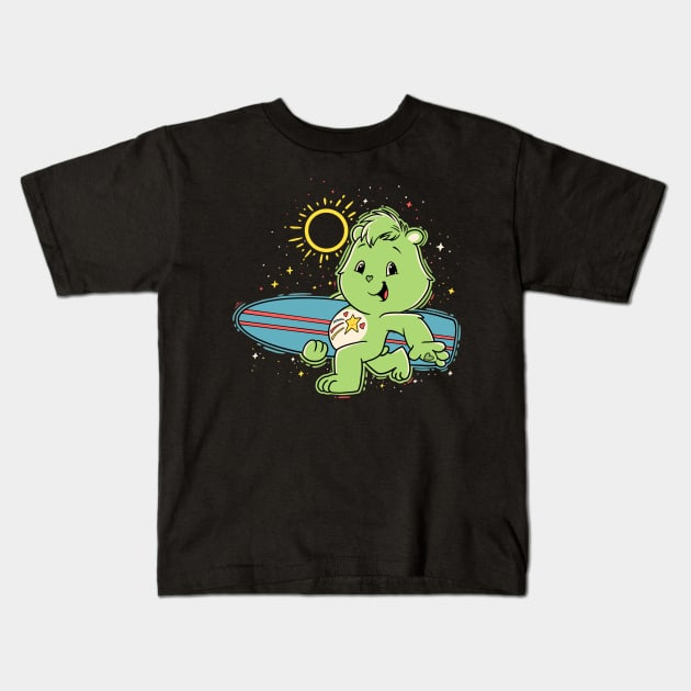 Care Bear With Surfboard Kids T-Shirt by mixedaiart
